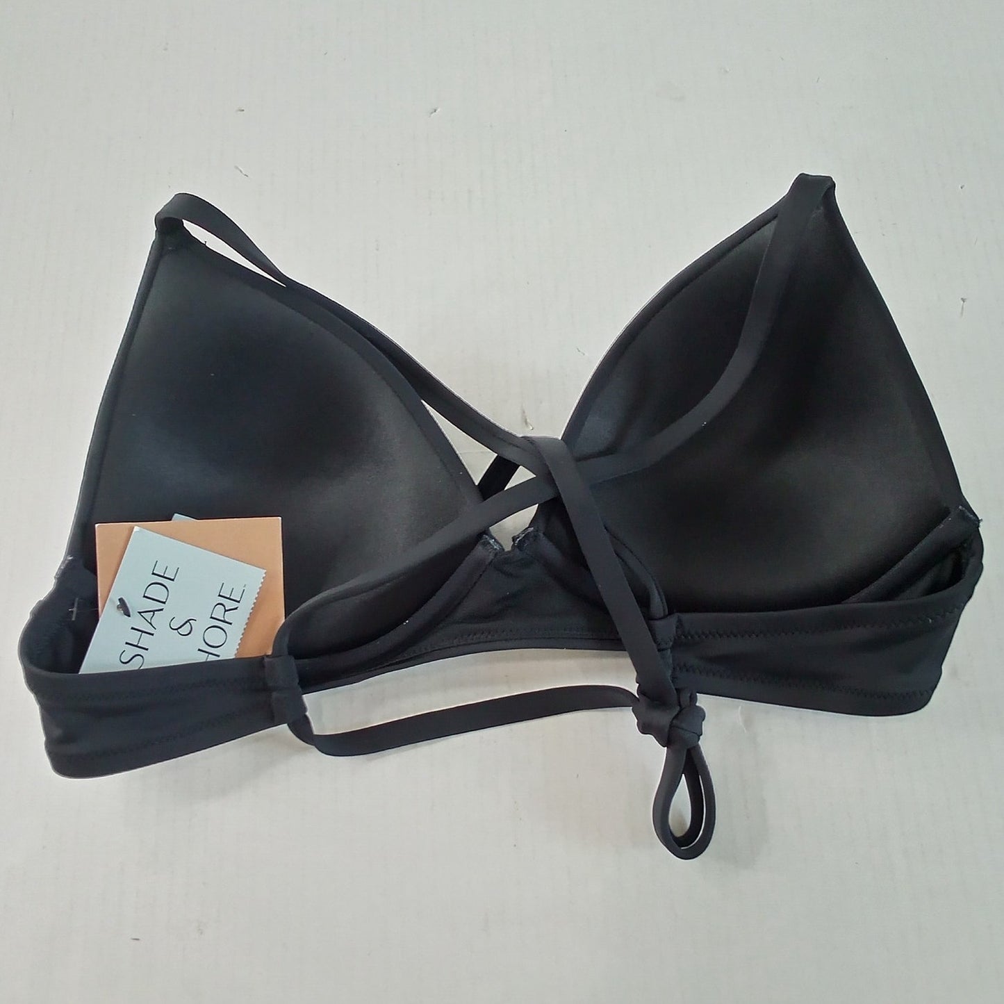Shade & Shore Triangle Push‑Up Underwire Bikini Top Black 36C, Crisscross Back