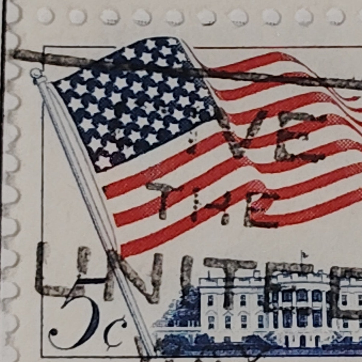 1963 Scott #1208 – 5¢ Flag Over White House / “We the United States” – Canceled