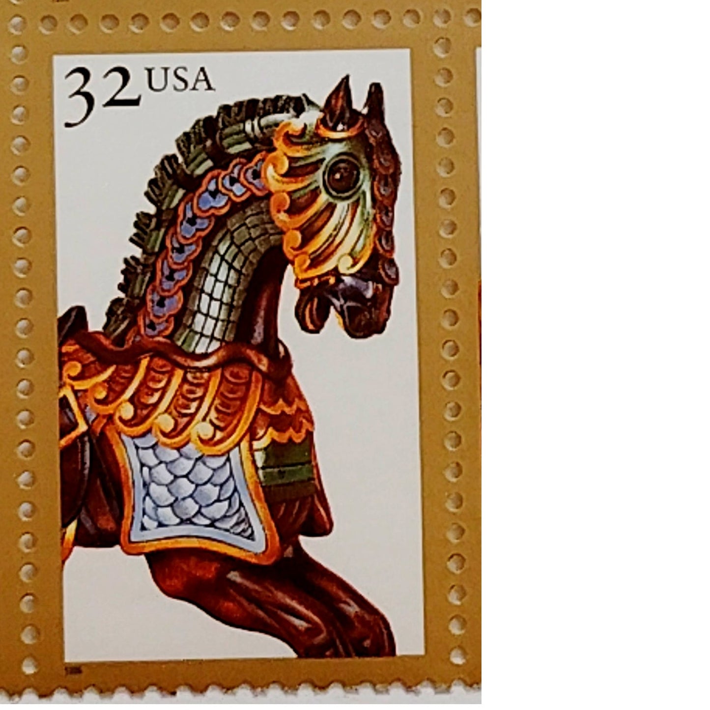 Block of 10 – 1995 USA 32¢ Carousel Horses MNH Scott 2976–2979