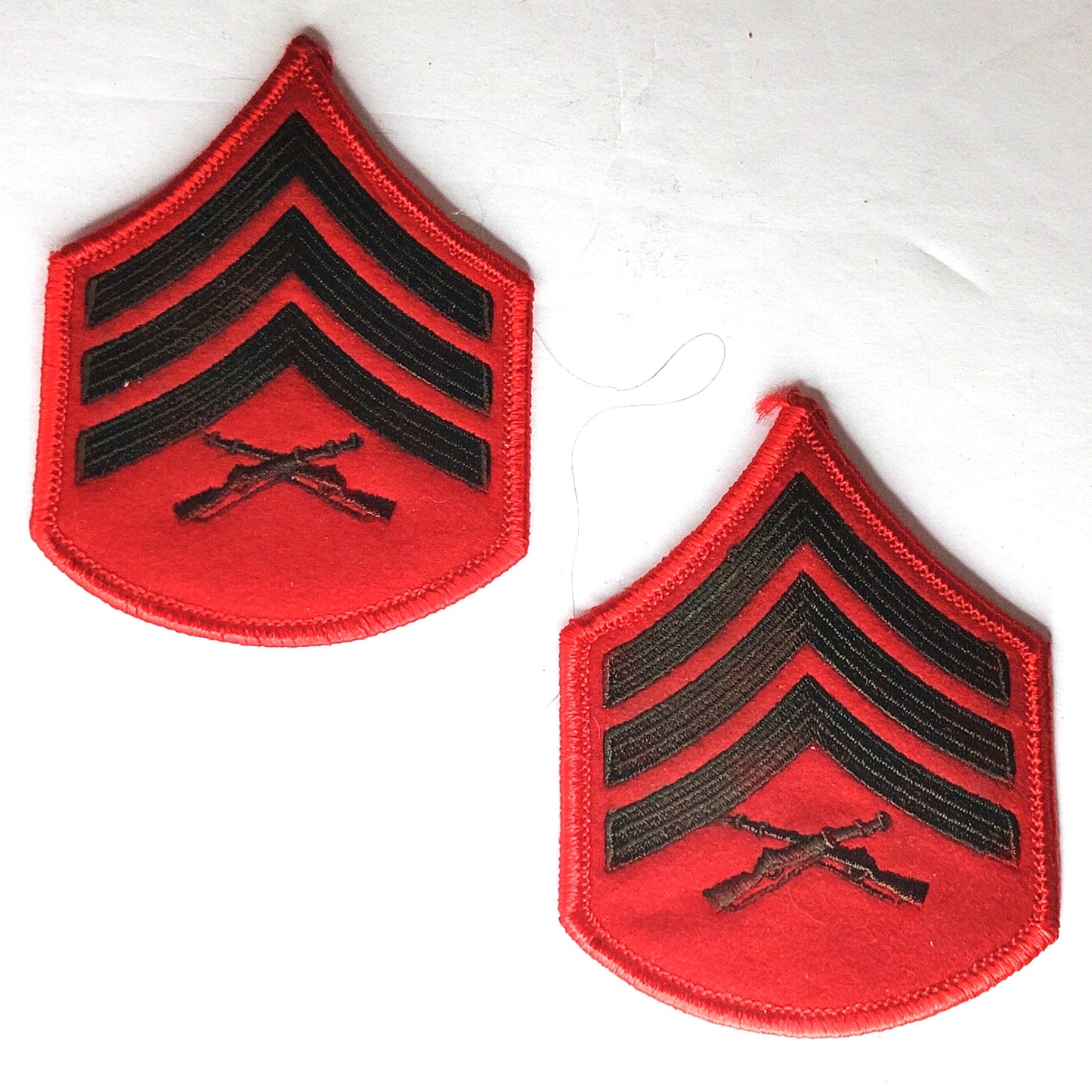 USMC Female Sergeant Sgt E-5 Rank Patch Pair Service Alpha Red Green 3.5 x 2.75"