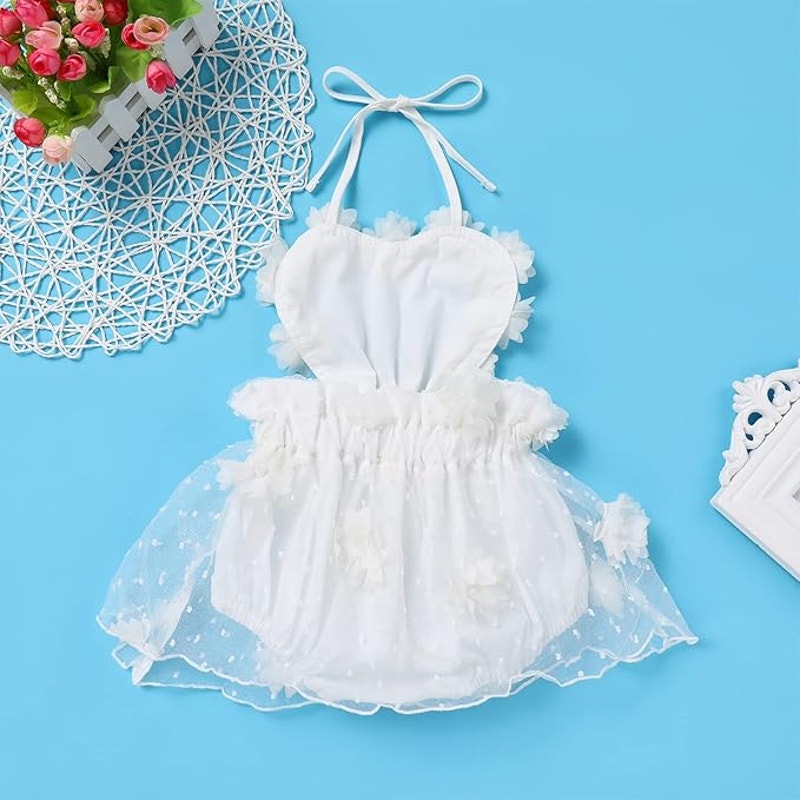 Baby Girl 1st Birthday Lace Tulle Romper Dress with Crown 18–24 Months