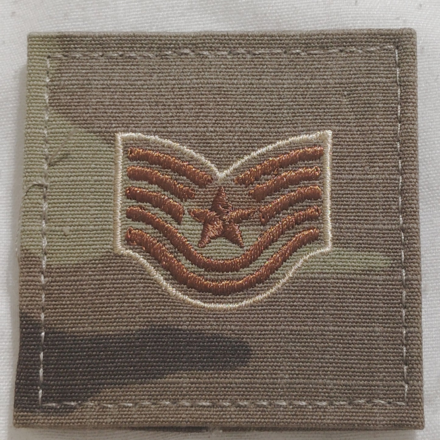 USAF Technical Sergeant E‑6 Patch – OCP Spice Brown – Hook Back – 2" × 2" Device