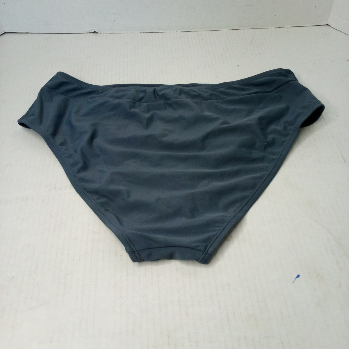 High-Cut Grey Swim Bottoms Women Size L Black Lined Swim Brief High Waist