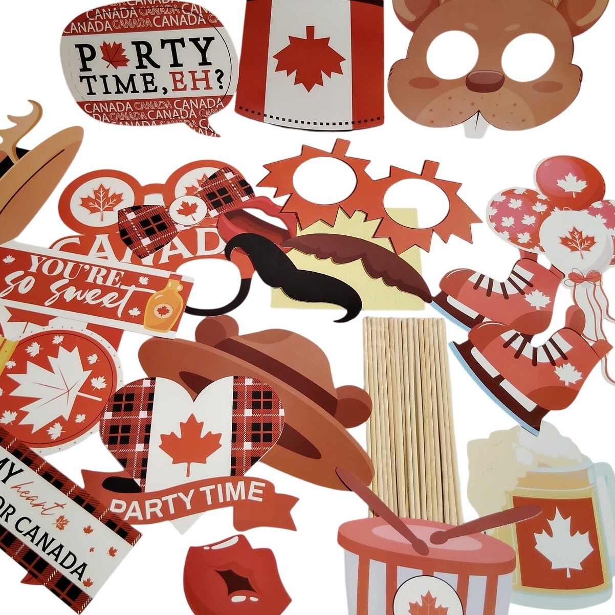 Canada Day Party Decorations 25‑Pc Red & White Celebration Set
