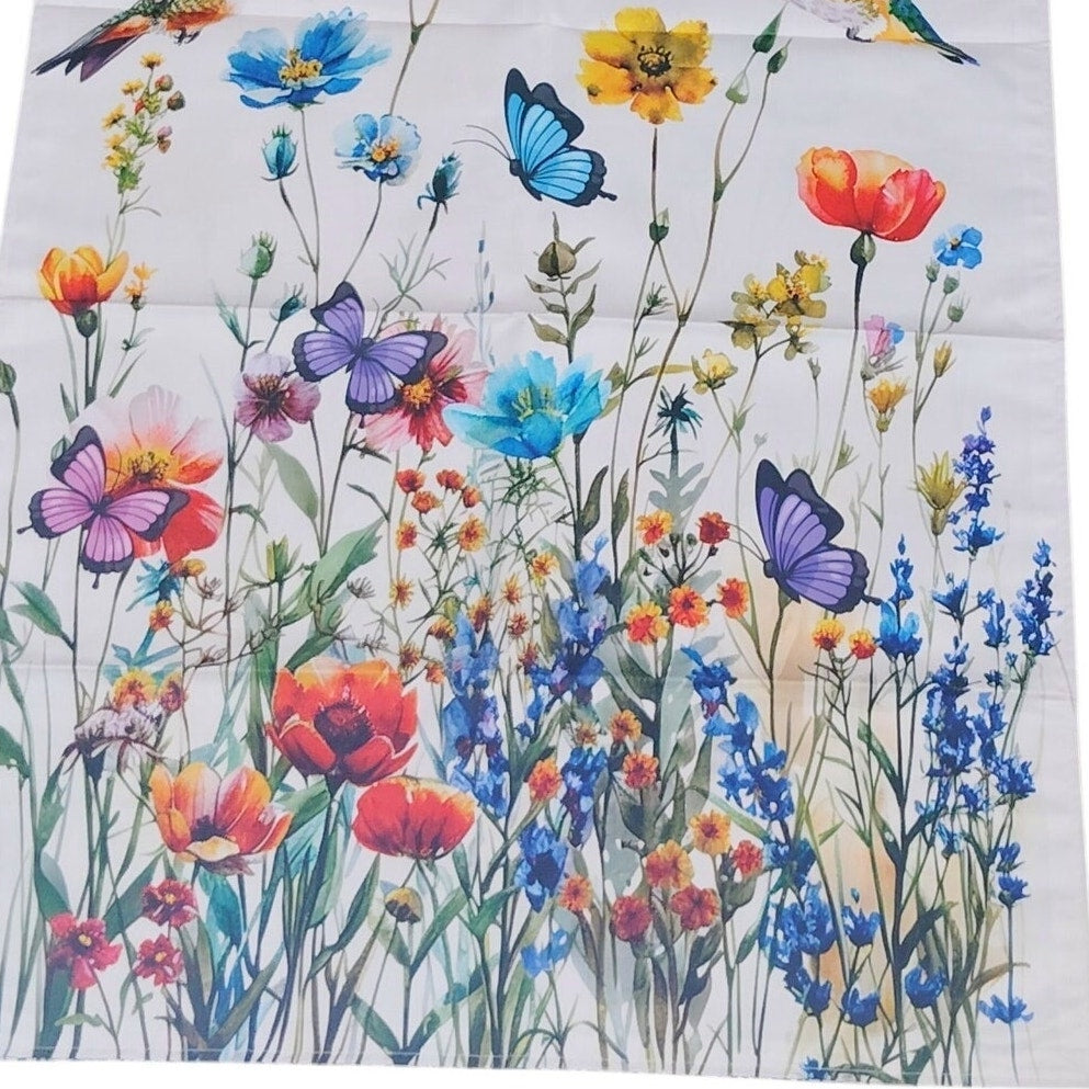 Hummingbird Wildflower Garden Flag 38×25 in Double‑Sided Outdoor Welcome