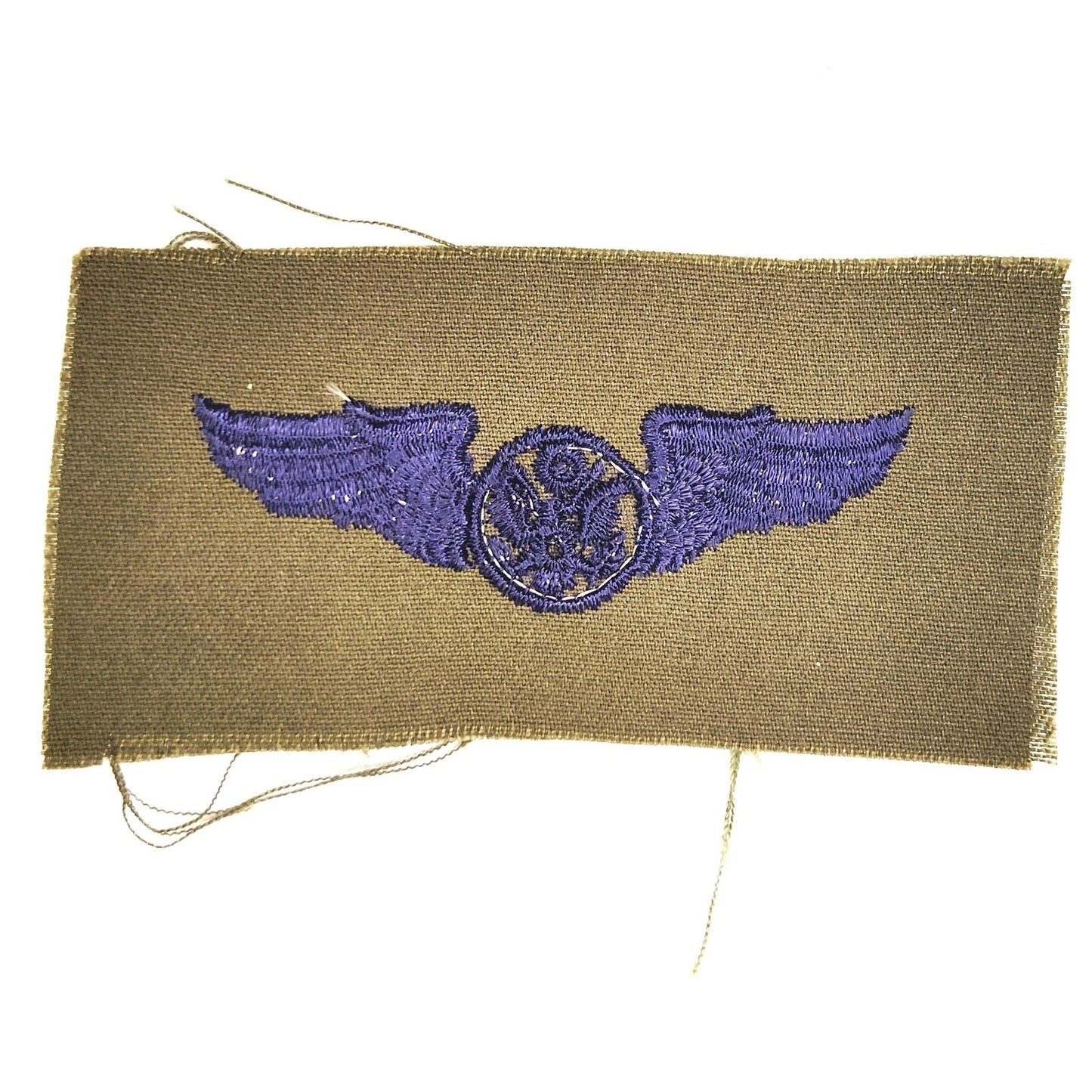 US Army Air Corps Subdued OD Green Winged Insignia Patch – NOS 4" × 2"