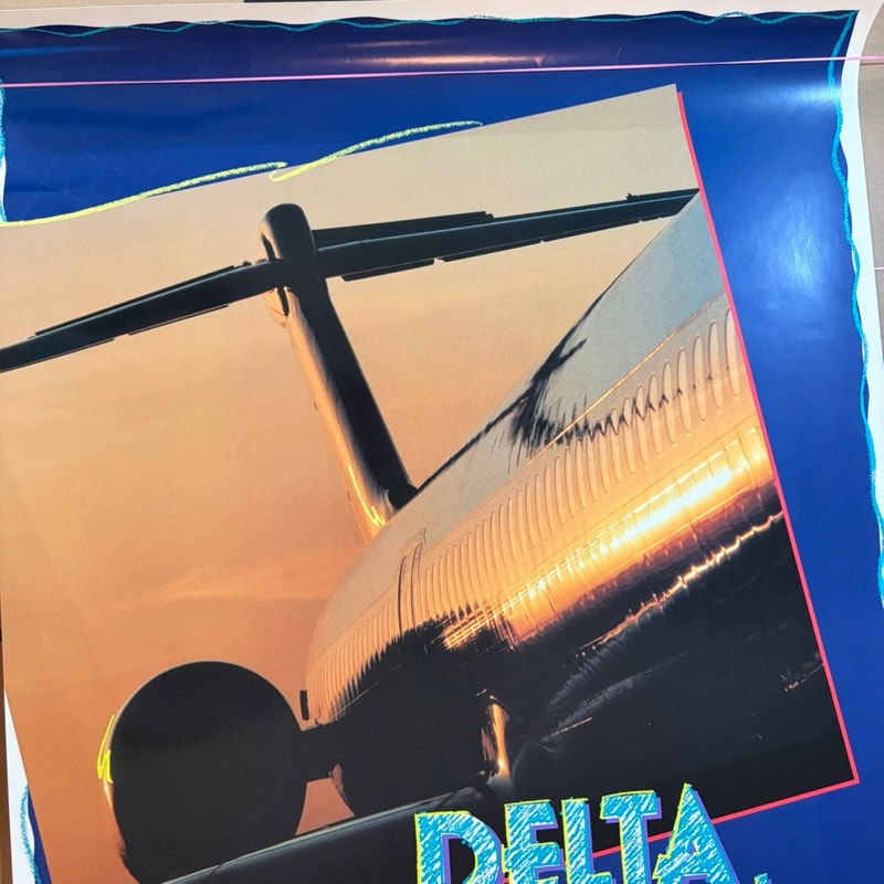 Original Delta Air Lines 100th MD‑88 McDonnell Douglas 1993 Poster 36x24