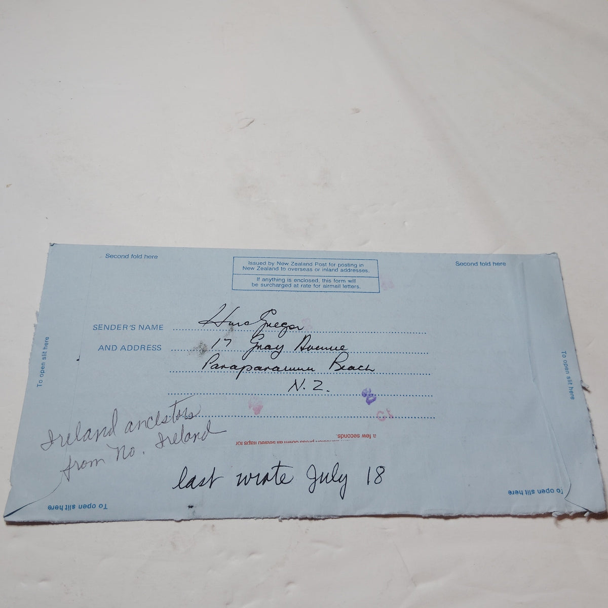 Vintage 1990 New Zealand Aerogramme Wellington Cover $1.00 Waikaremoana Stamp