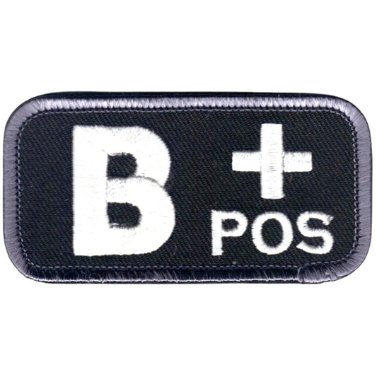 B+ POS Blood Type Patch Tactical ID 2" × 1" Hook Back, Embroidered