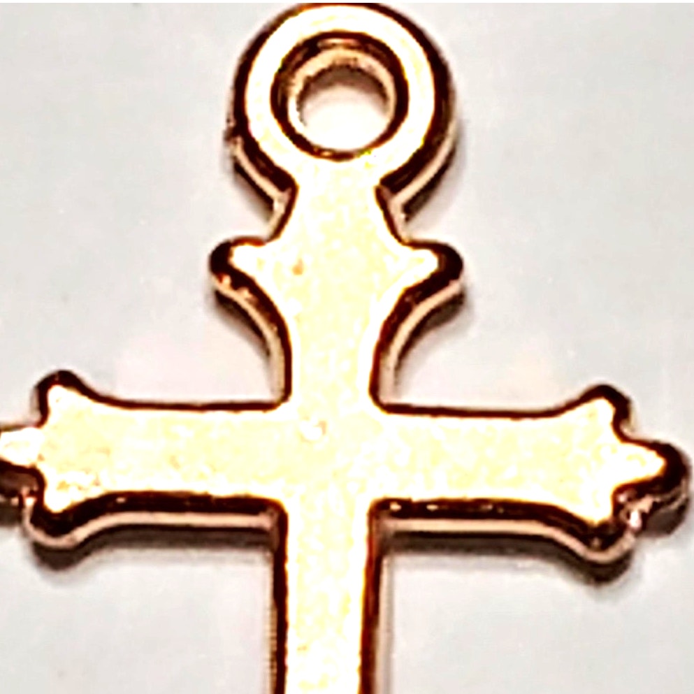 Ornate Cross Charm Gold‑Tone Gothic/Spanish Style 5/8" Religious Pendant