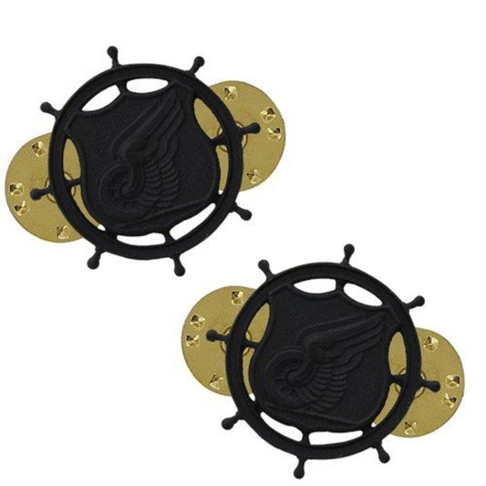 Army Transportation Officer Collar Devices Badge Set, Subdued Black, 1"D