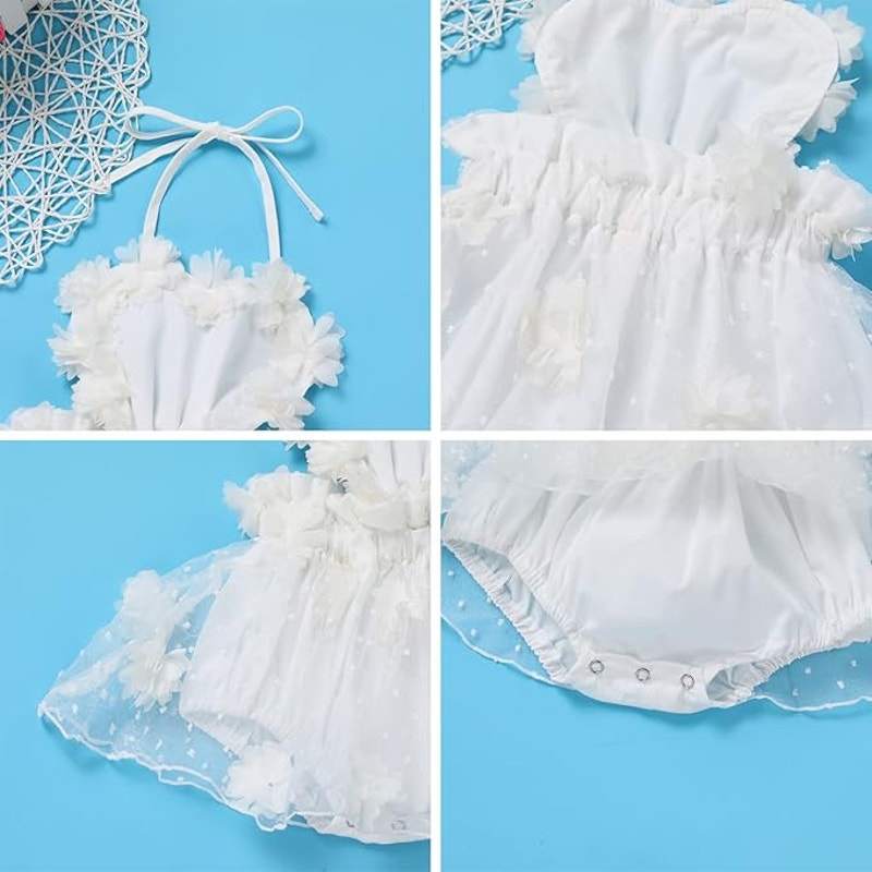 Baby Girl 1st Birthday Lace Tulle Romper Dress with Crown 18–24 Months