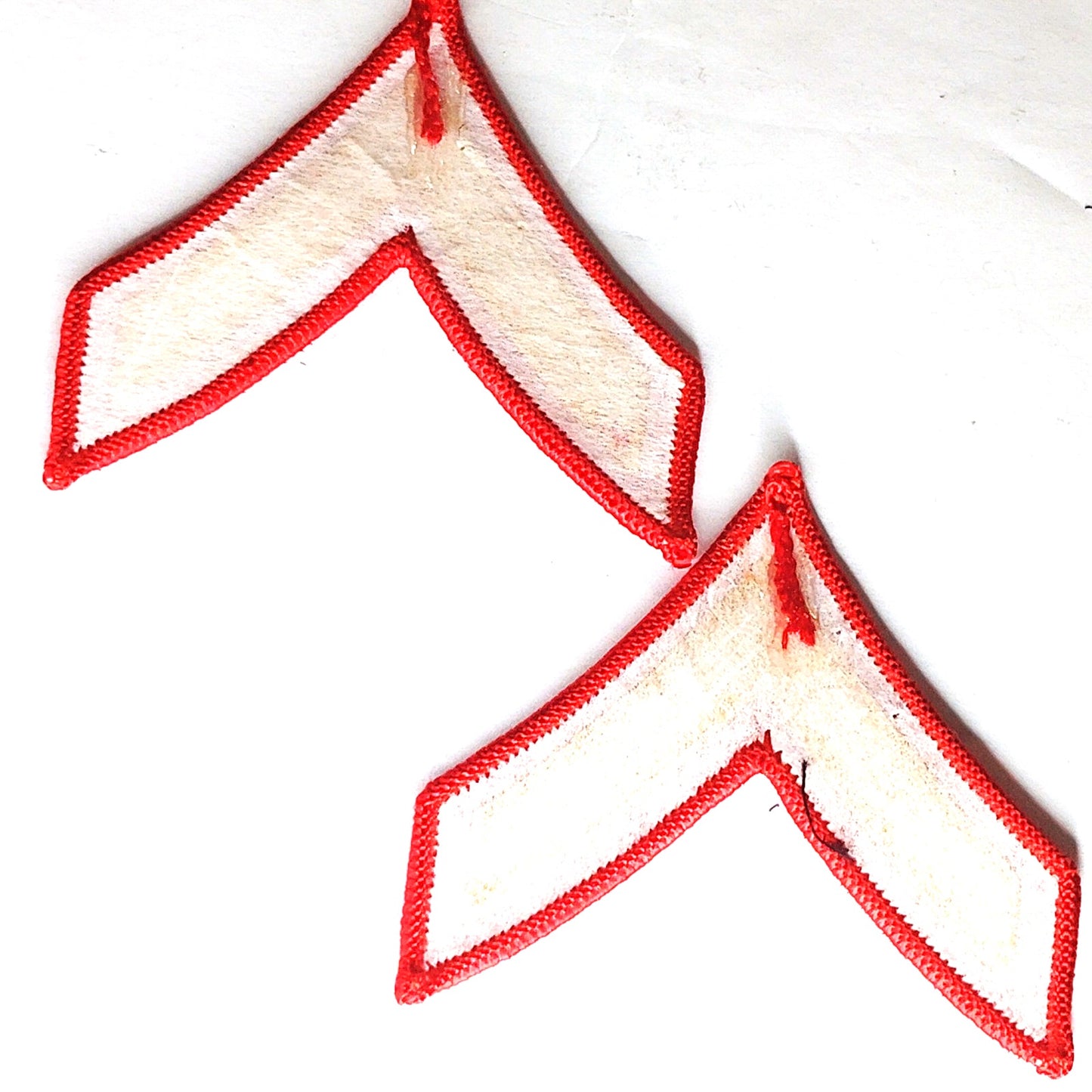 USMC PFC E‑2 Chevrons Set Gold/Red 3" × 2‑5/8" Pair, Sew-On, Private 1st Class