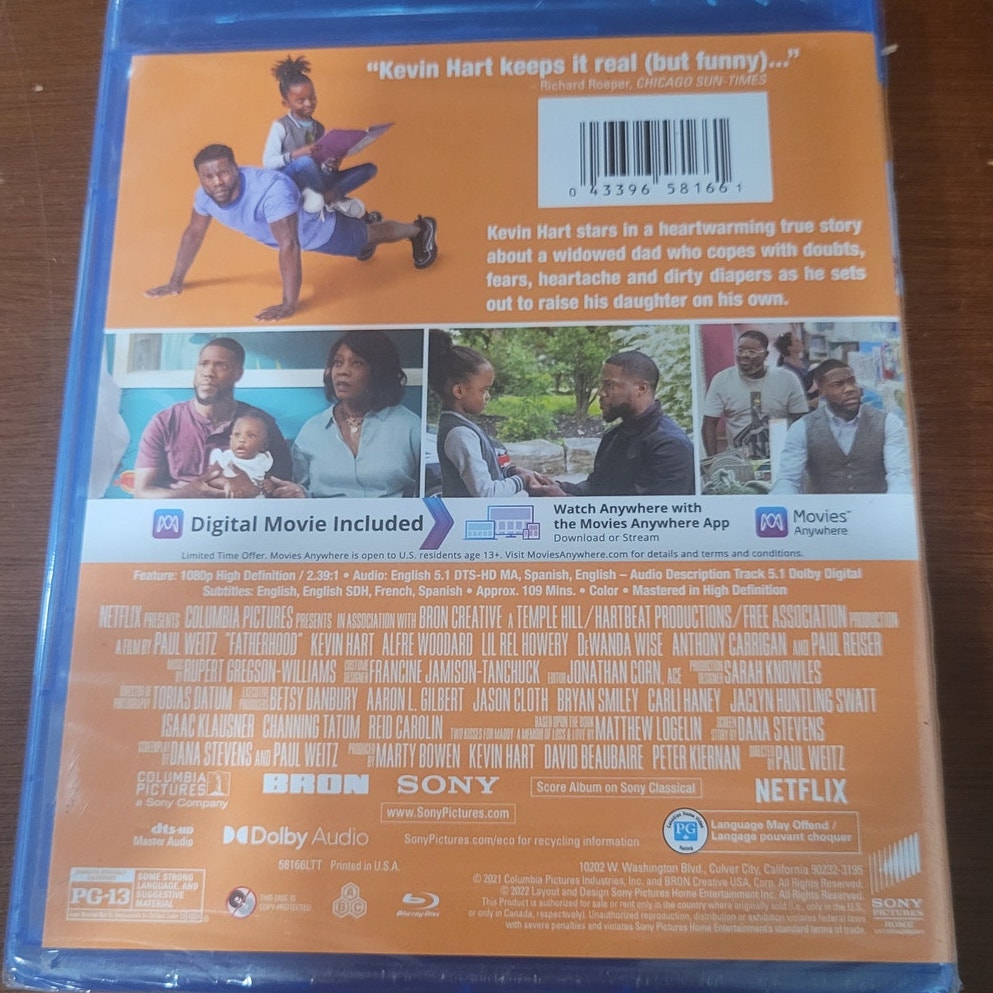 Fatherhood Blu-ray + Digital 2021 Drama Comedy Movie Kevin Hart Single Dad Story