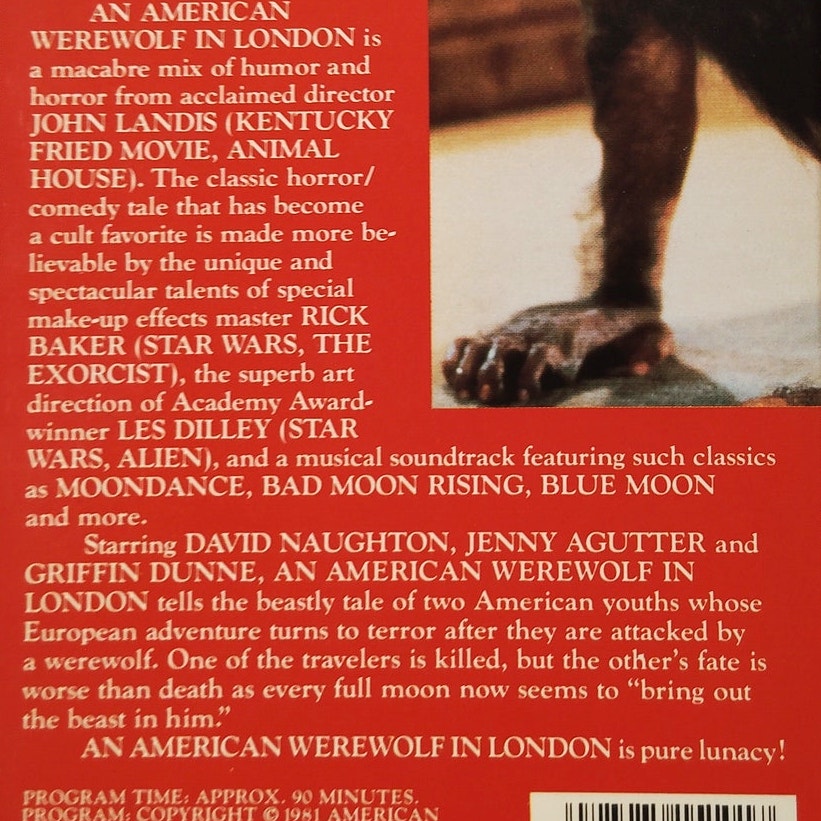 An American Werewolf in London VHS 1985 David Naughton MCA Horror Classic