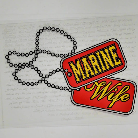 Marine Wife Dog Tag Decal – 5" x 3.875" Adhesive Back – Outside Window – DT76‑M
