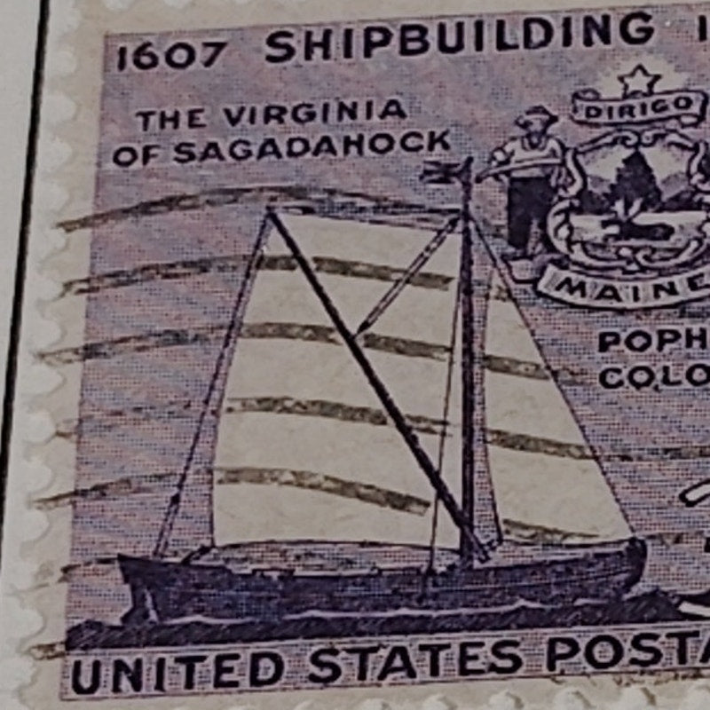 1957 Scott #1095 – 3¢ Virginia of Sagadahock / Shipbuilding – Canceled