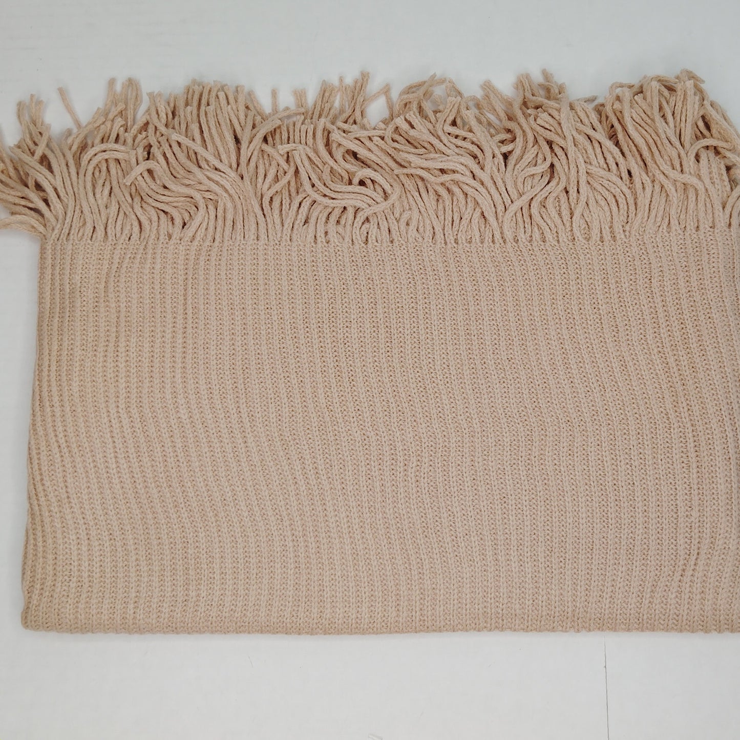 Lucky Leaf Infinity Scarf w/ Tassels Lightweight 100% Acrylic Solid Light Pink