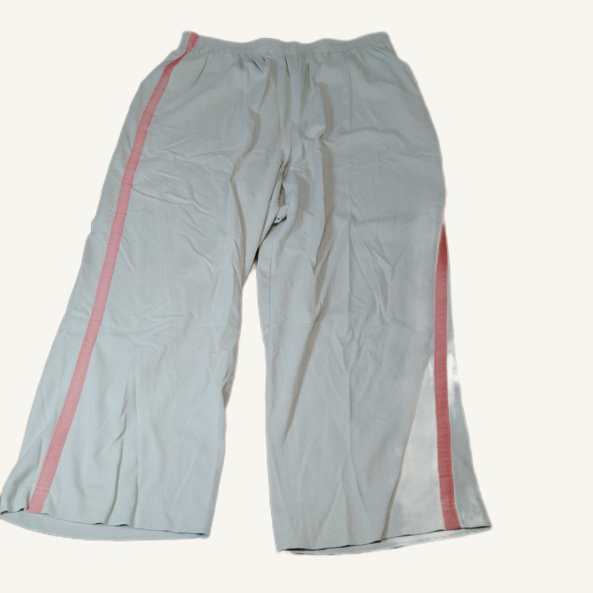 Blair Women's Large Light Blue Lounge Pants with Pink Stripe, Elastic Waist