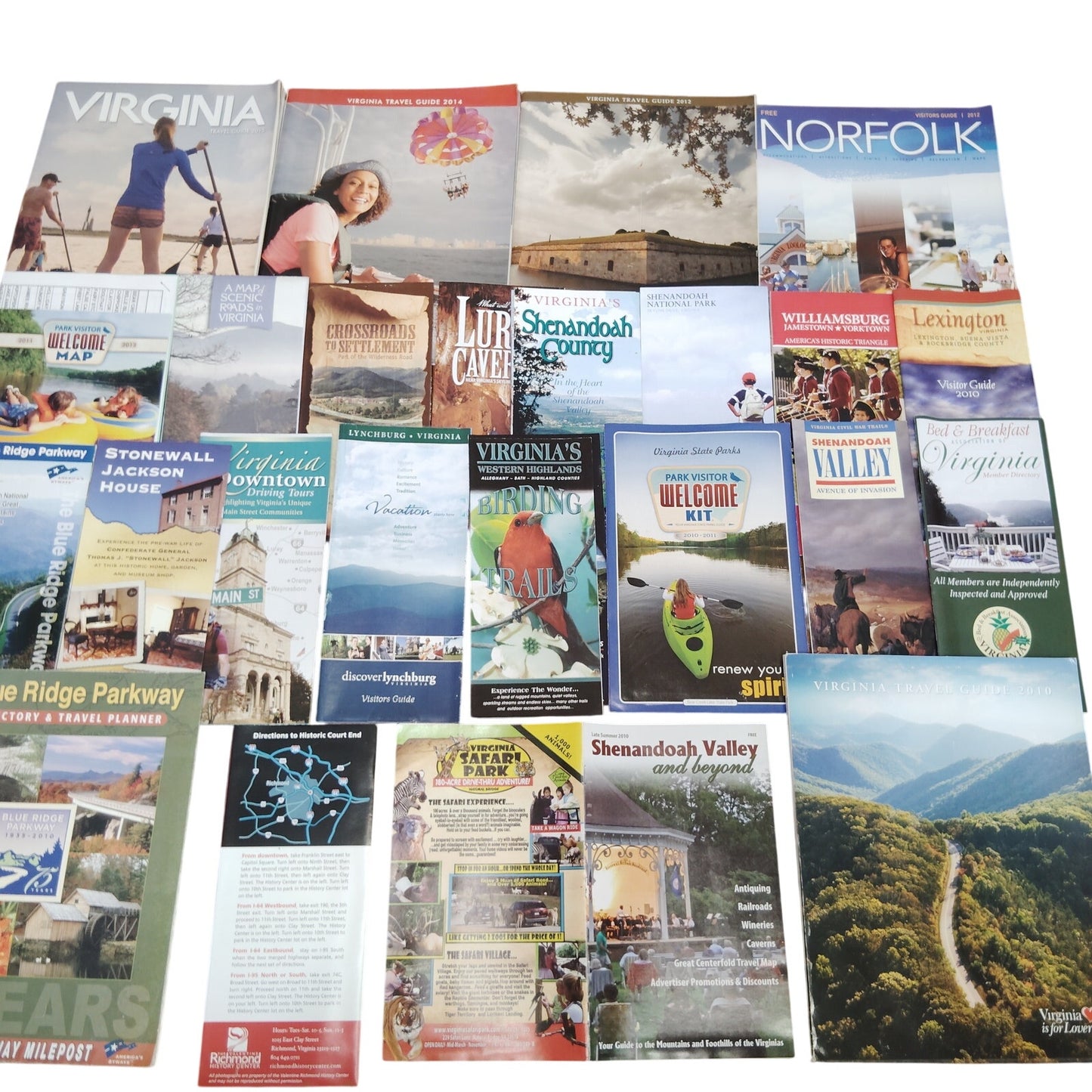 Virginia Travel Guides & Brochures Lot (2010-2014) Shenandoah Norfolk Collection