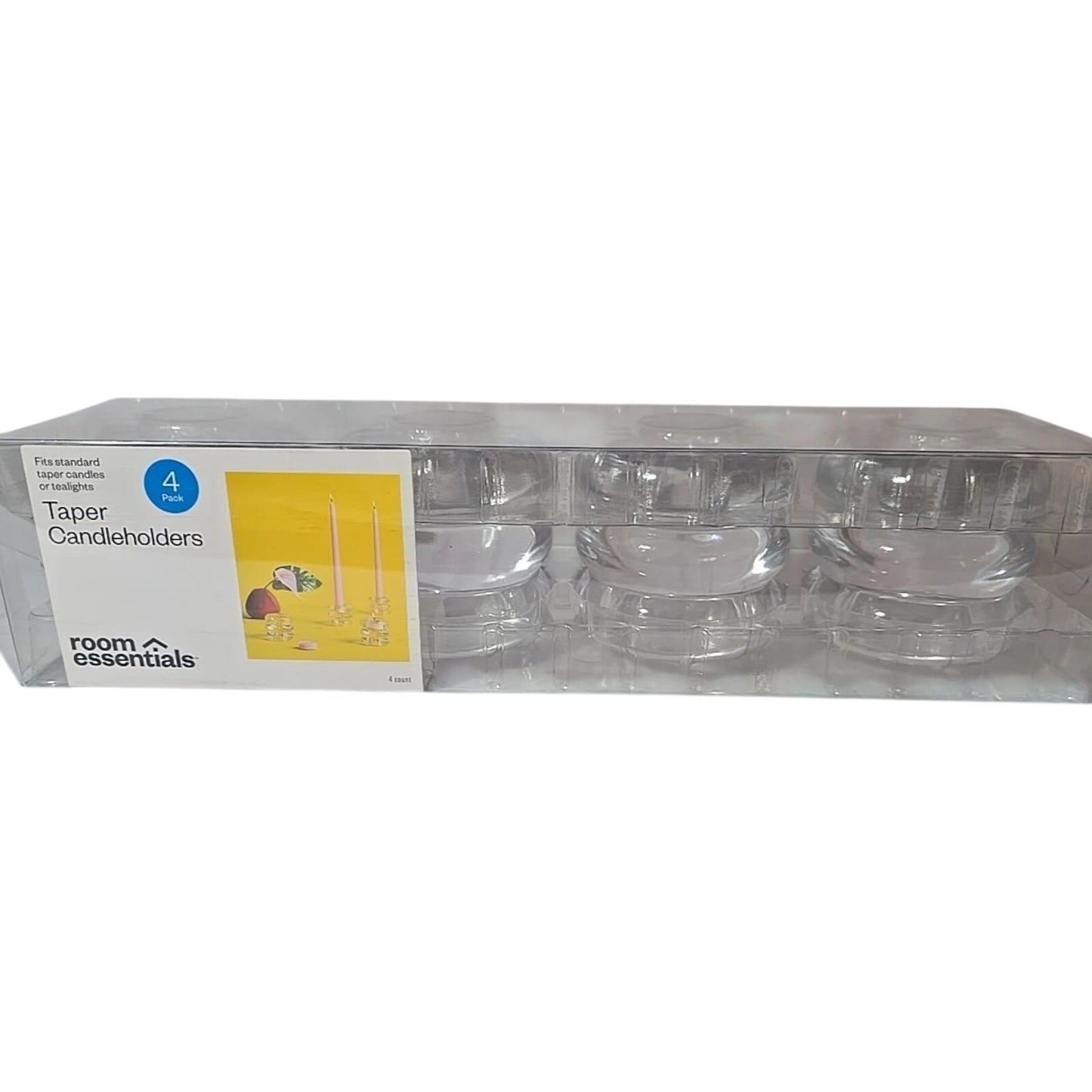 4-pk Bubble Glass Taper Candle Holders – Clear – Modern Sculptural Design