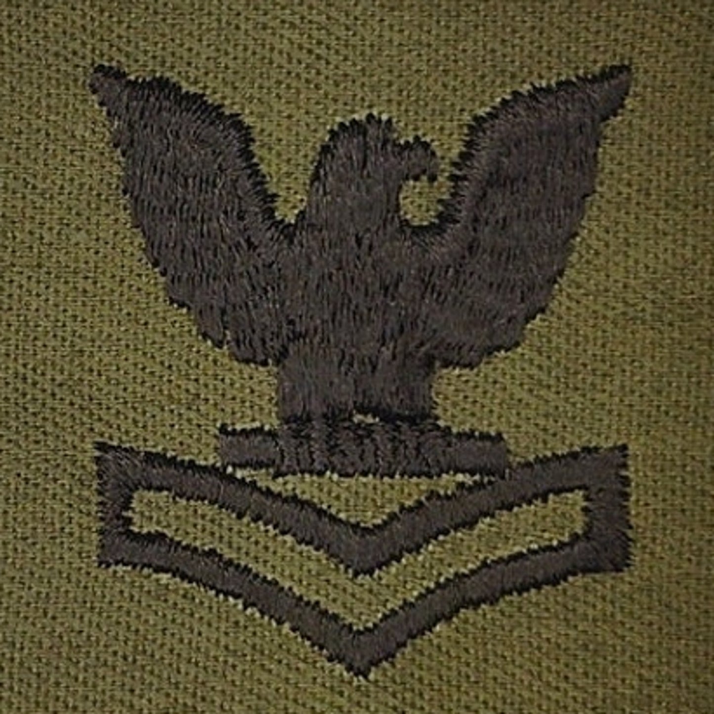 US Navy PO2 E‑5 Subdued OD Rating Device Patch 2‑1/4" × 2‑3/8" Sew‑On