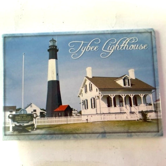 Tybee Island Georgia Lighthouse Photo Magnet Light Station 3‑1/8" × 2‑1/8"