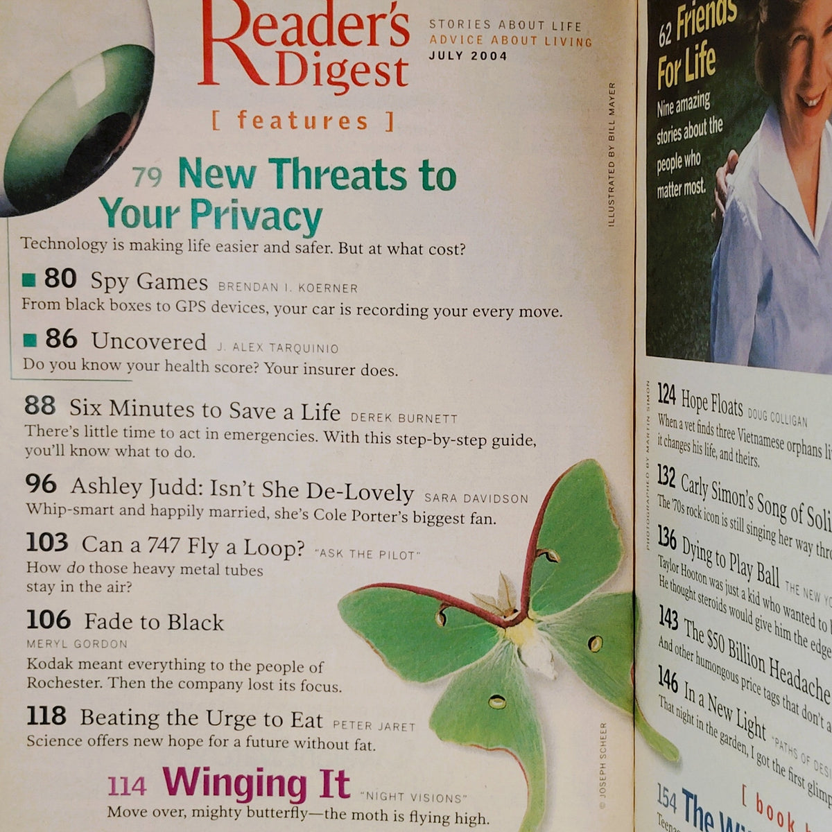 Reader's Digest July 2004 Magazine Ashley Judd Cover 6 Minutes to Save a Life