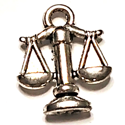 Scales of Justice Charm Libra Symbol Smooth Tibetan Silver 1/2" Pendant Jewelry