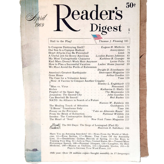 Reader's Digest April 1969 Vol. 94 No. 564 Vintage Magazine Golden Gate Bridge