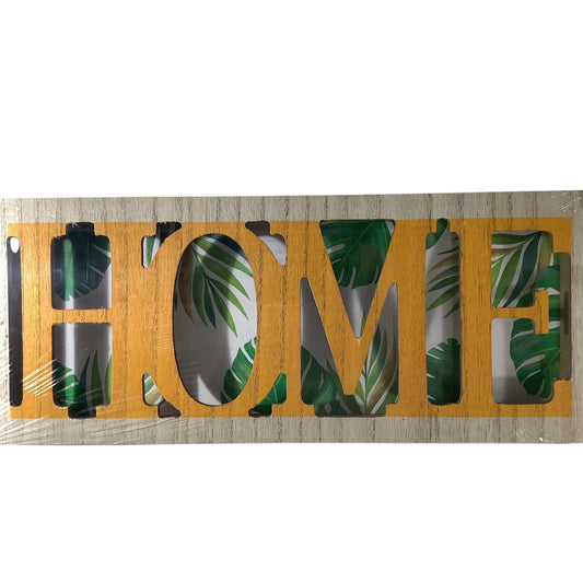 11.675" x 4.75" Let's Flamingle Decor Sign, Palm Leaf Background, HOME Cut-Out