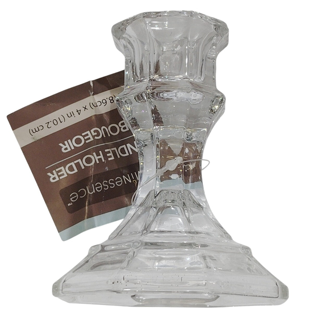 Luminessence Glass Candlestick Holder 3.4x4 Clear Decorative Taper Candle Stand