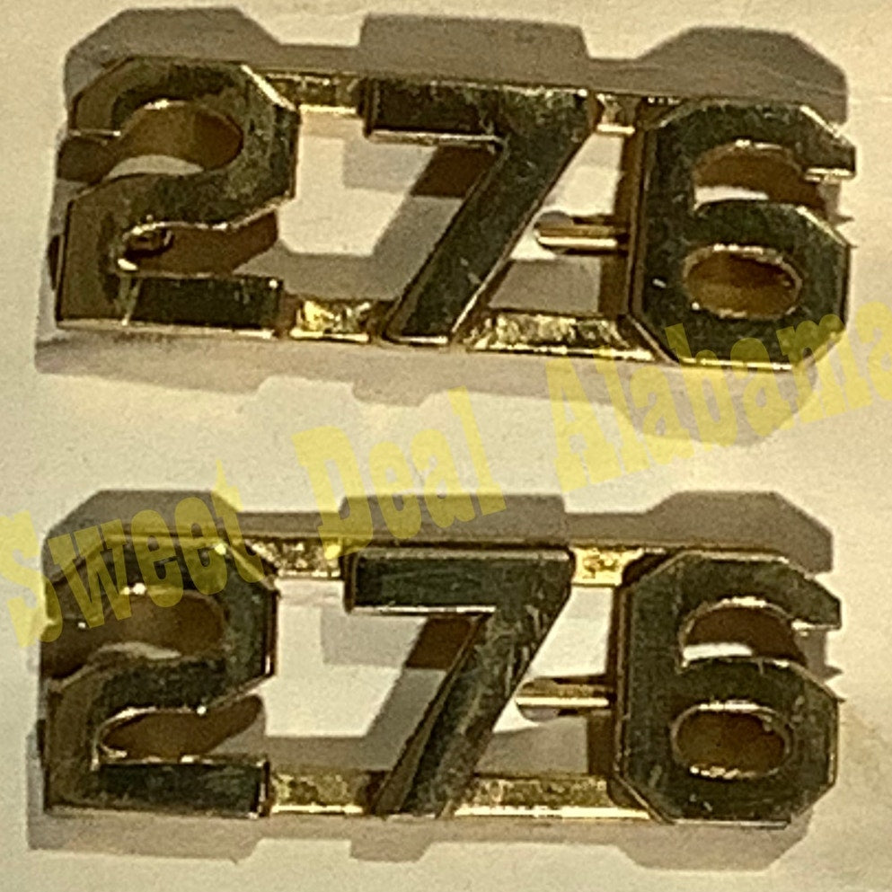 Early/Mid 1900s Brass C-Clasp "276" Collar Devices 3/8"H Hat / Lapel Pins Set