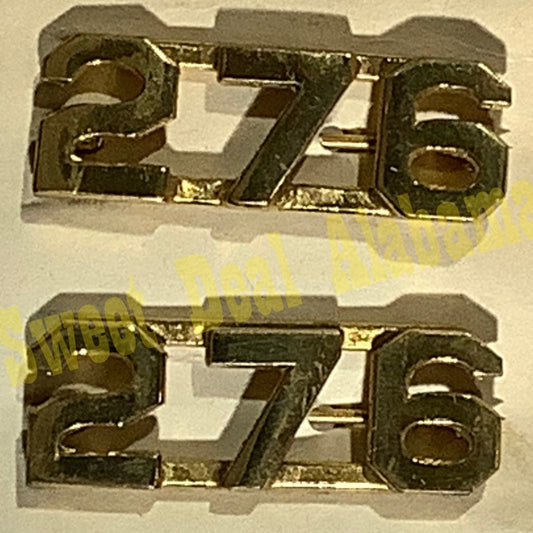 Early/Mid 1900s Brass C-Clasp "276" Collar Devices 3/8"H Hat / Lapel Pins Set