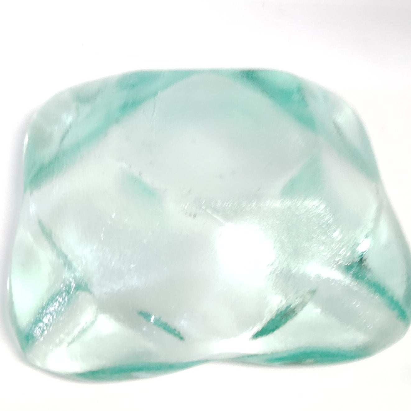 VTG 1960s MCM Mint Green Geode Glass Ashtray 9" Sommerso Style Heavy