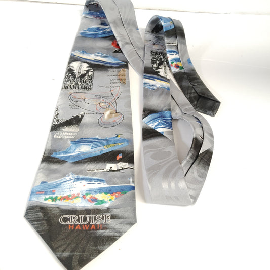 Vintage 90s Cruise Hawaii Novelty Necktie - Multi-Scenic