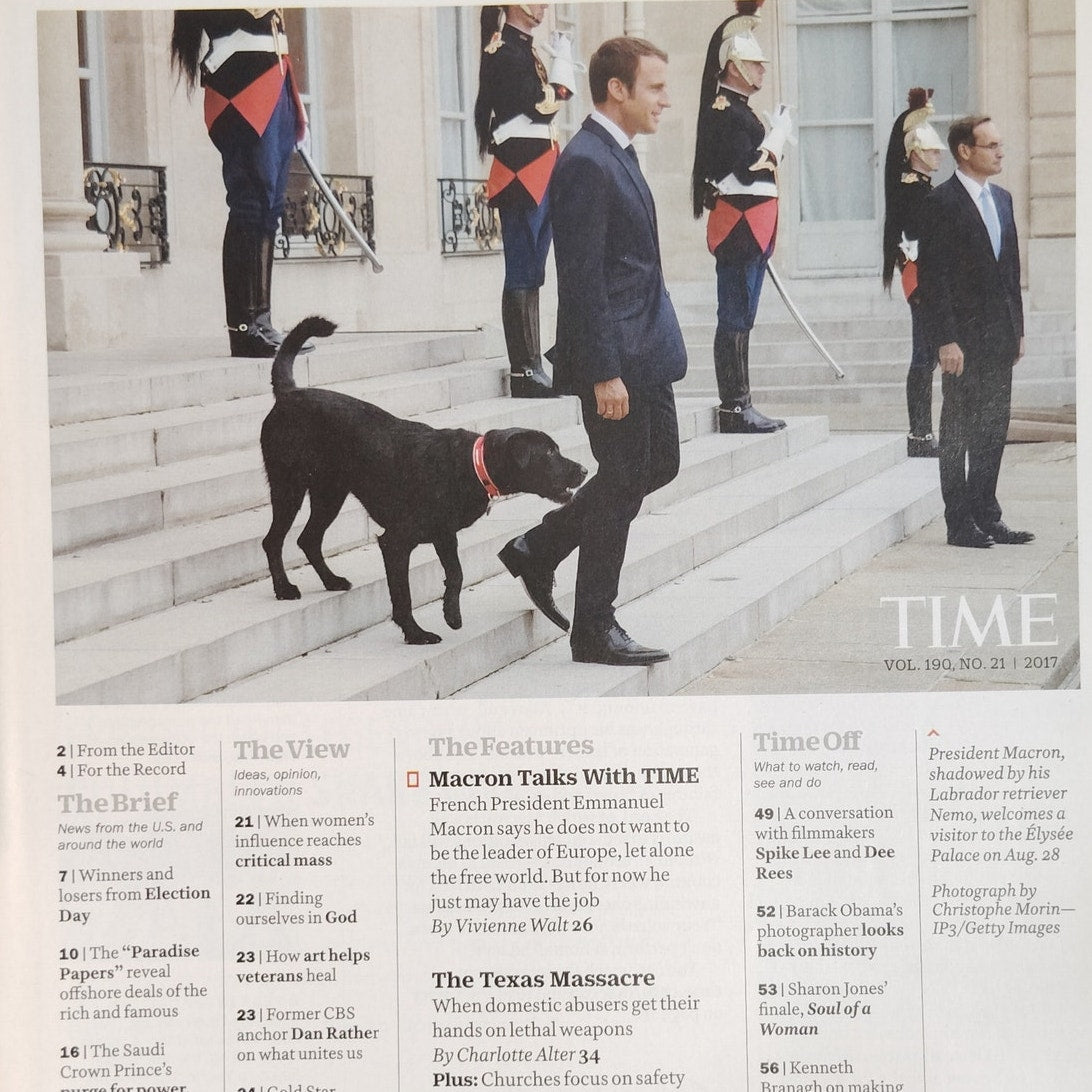 Time Magazine November 20, 2017 Emmanuel Macron Next Leader of Europe Cover