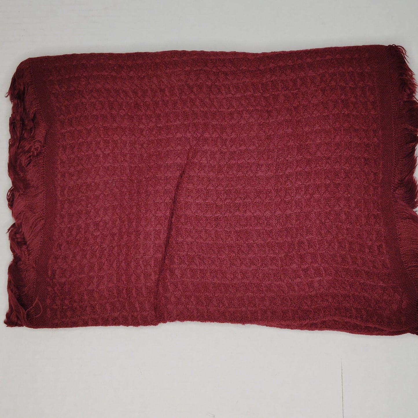 Lucky Leaf Loop Infinity Scarf w/ Tassles, 100% Viscose, Solid Burgundy