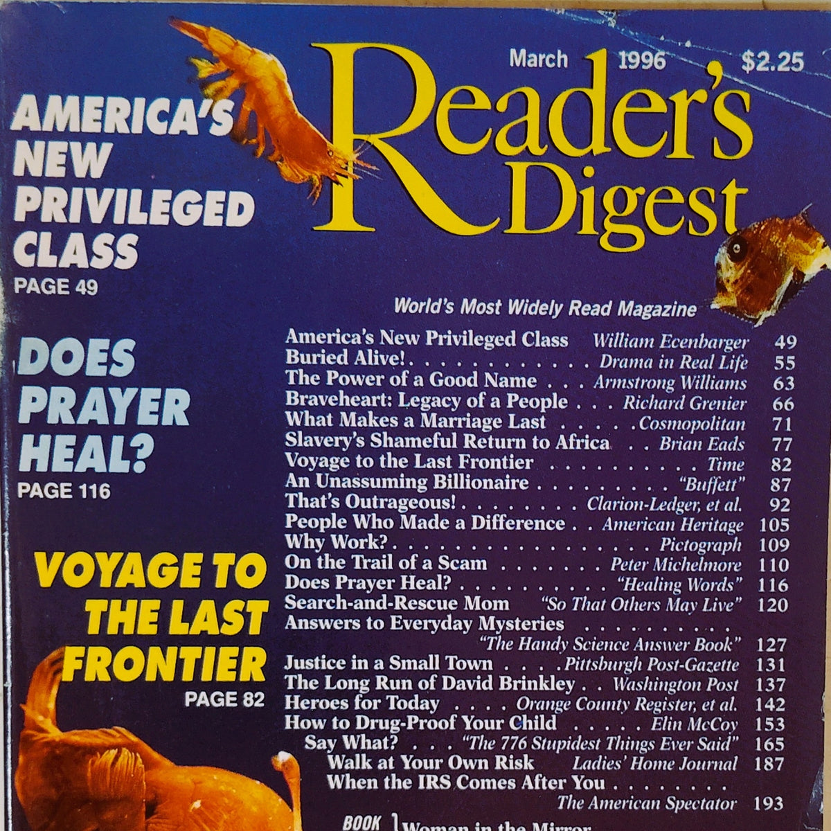 Reader's Digest Magazine March 1996 Voyage to the Last Frontier Back Issue