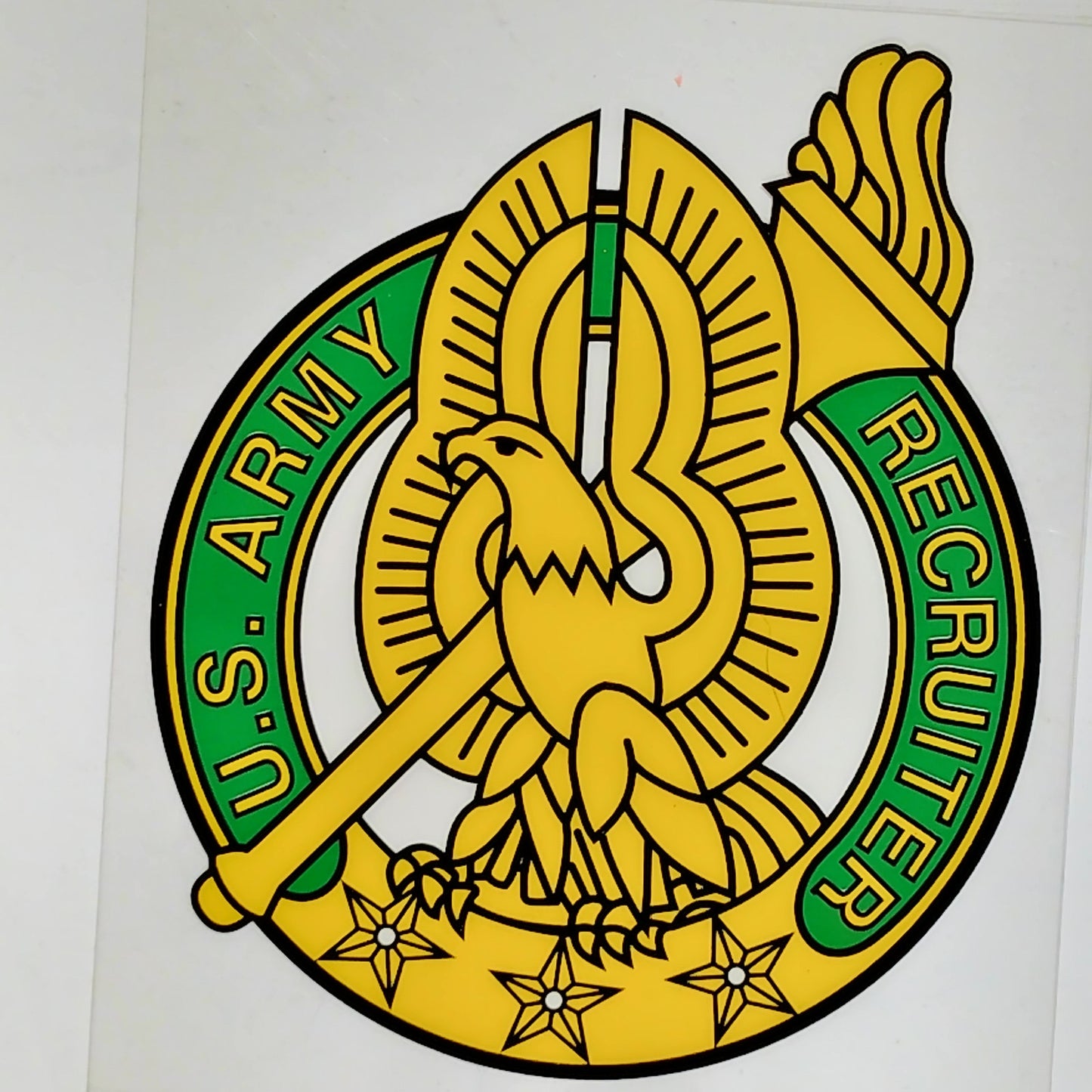 U.S. Army Recruiter Window Decal Vinyl Sticker  4" x 4.75" Green & Yellow, DS7‑A