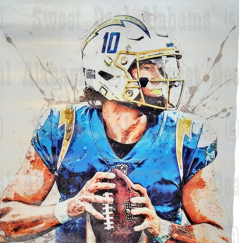 Los Angeles Chargers #10 Justin Herbert – 12” x 18” Canvas Print – Unframed
