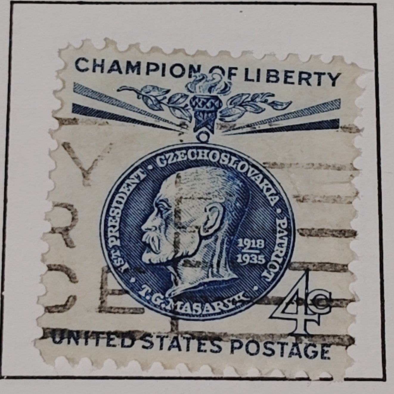 1960 Scott #1147 – 4¢ Thomas G. Masaryk / Champions of Liberty – Canceled