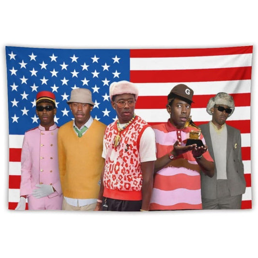 Tyler The Creator Rap Tapestry, 40"x60" U.S. Flag Grammy Scene Wall Hanging – Hip-Hop Music