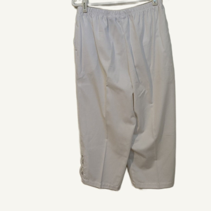Blair Women's L Navy Mock Layered Top & White Capris 2-Piece Set
