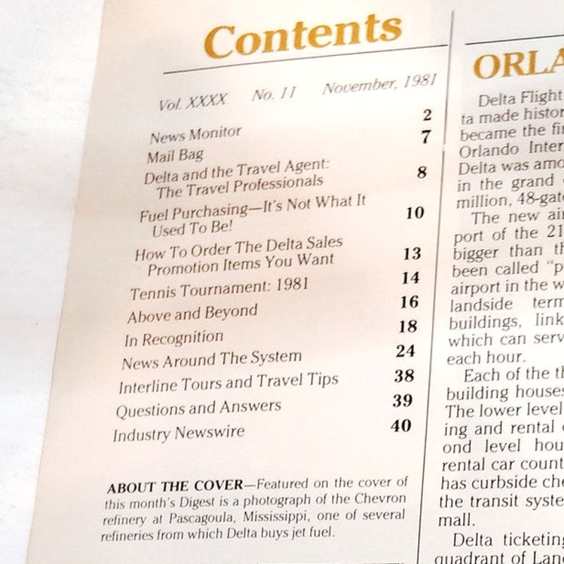 Delta Digest Magazine - November 1981 - Fuel Purchasing Article - Vintage