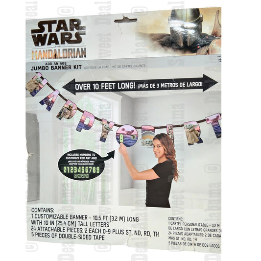 Star Wars Mandalorian "Happy Birthday" Add-An-Age Letter Banner - 10.5" x 10'