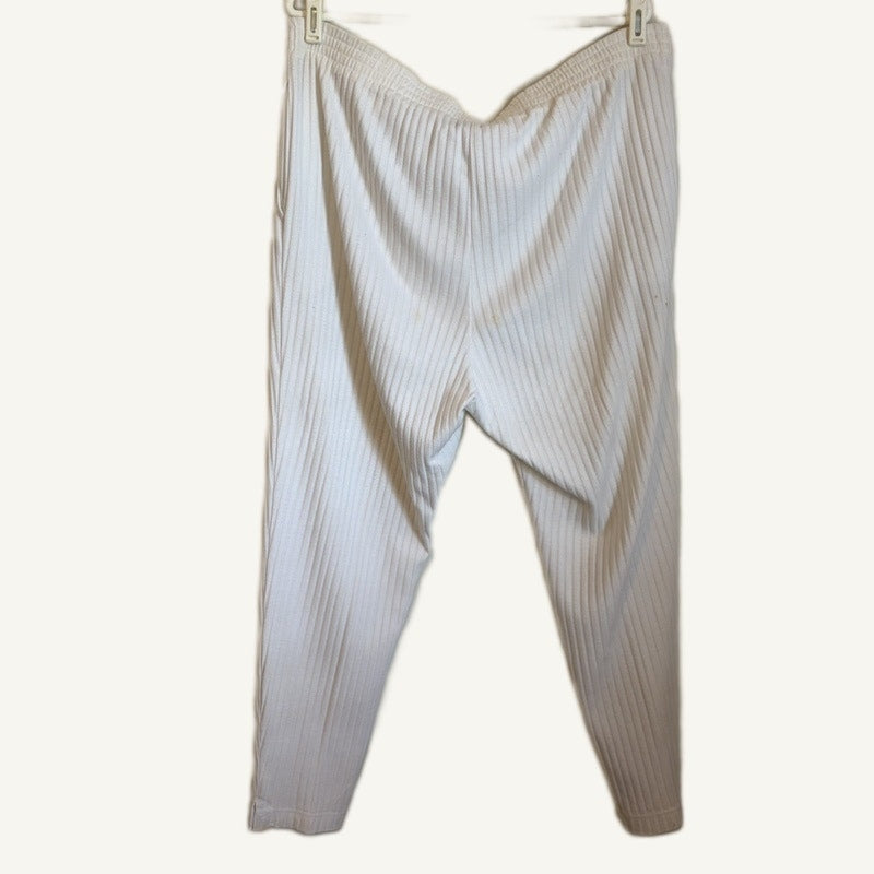 The Limited White Ribbed Knit Pull-On Pants Elastic Waist Women's Stretch L