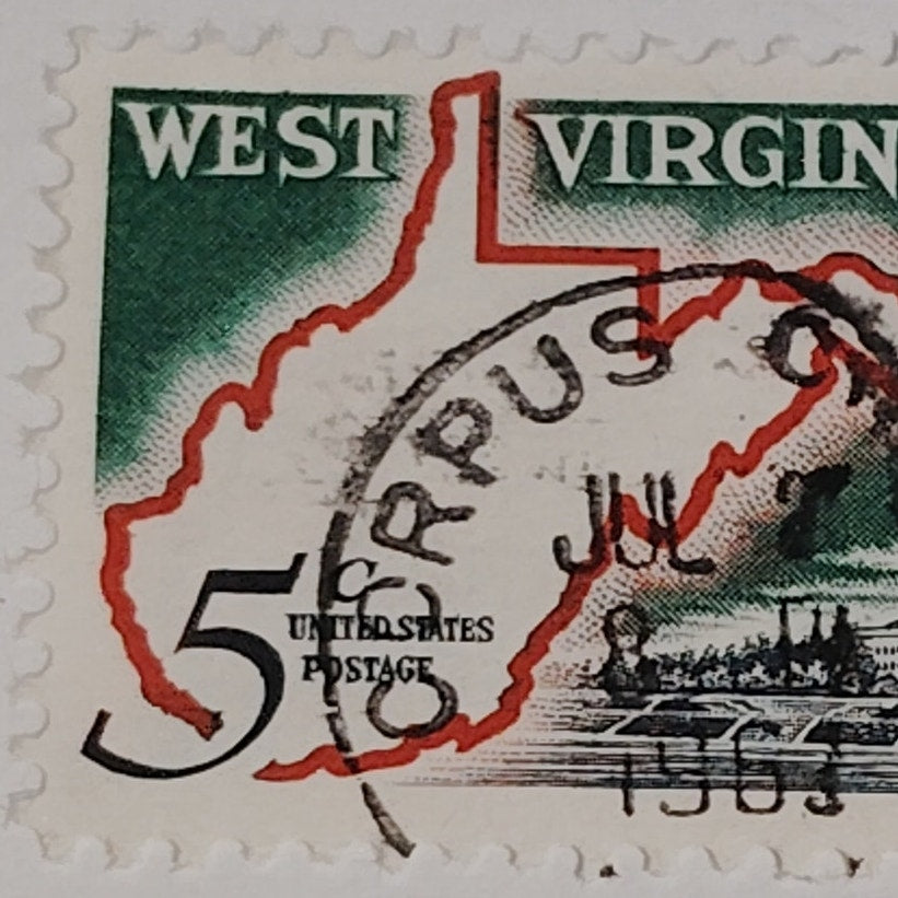 1963 Scott #1232 5¢ West Virginia Statehood Centennial / Capitol & Map, Canceled