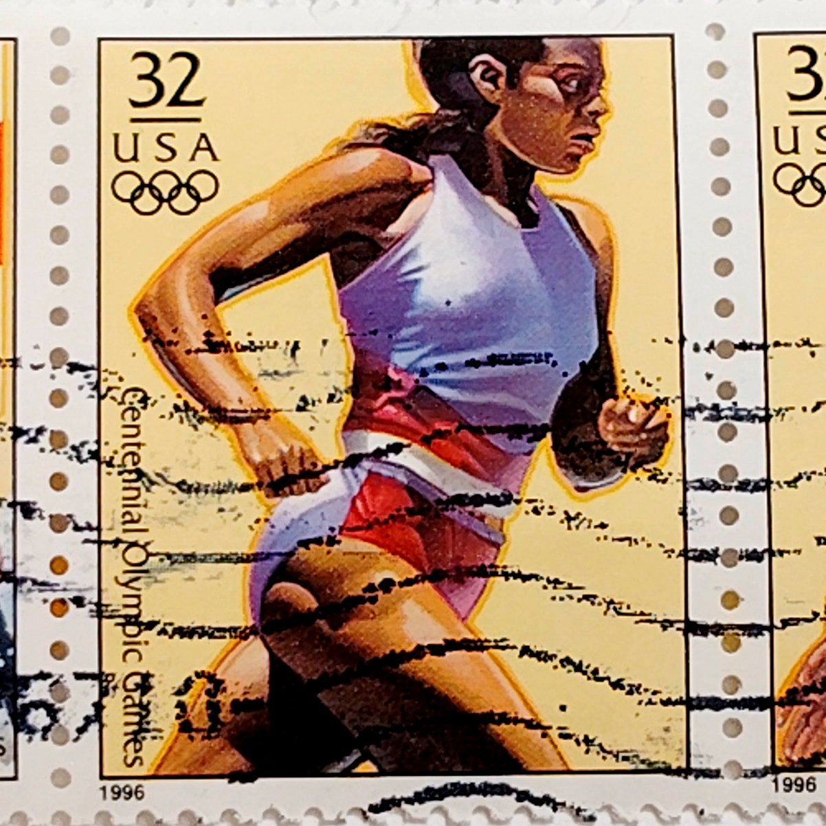 Strip of 5 – 1996 USA 32¢ Centennial Olympic Games – Horizontal Strip, Canceled