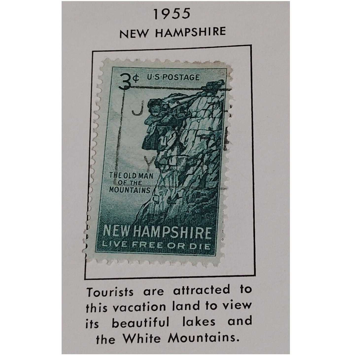 1955 3¢ Old Man of the Mountain Stamp – Scott #1068 – New Hampshire Emblem